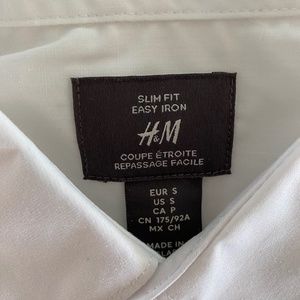 H&M slim fit easy iron white men's shirt size s